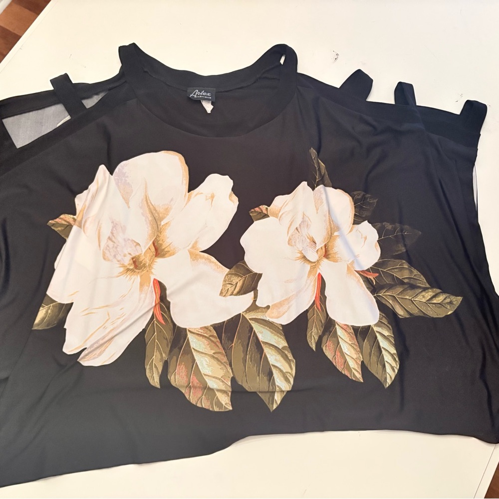 Adrienne Black Floral Blouse
